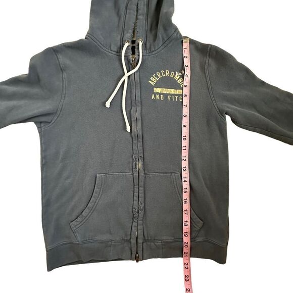 Abercrombie & Fitch ~ Slate Blue~ Distressed~3/4 sleeve~Hoodie Jacket~size L - Picture 11 of 12